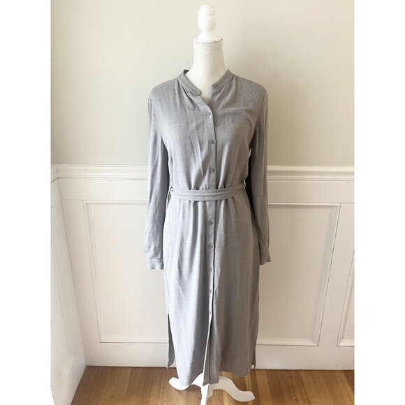 Hobbs London Womens Wool-Blend Belted Shirtdress 6 Taupe - Picture 1 of 5